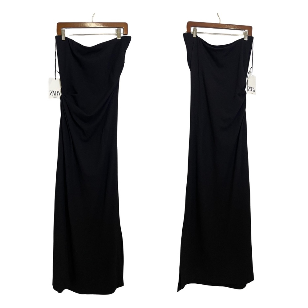 NWT ZARA Studio Black Wool Draped Dress XL - Picture 3 of 16